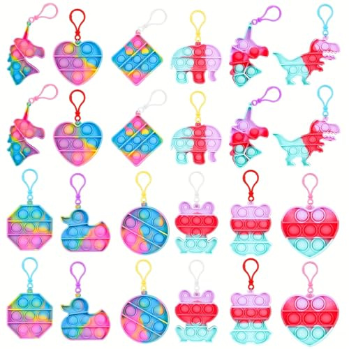 24Pack Pop Fidget Sensory Toys Party Favors for Kids Boys Girls, Mini Fidget Toy Bulk Bubbles Popper for Christmas Goodie Bag Stuffers Stress Toy for Birthday Classroom Prizes Toddler Toys