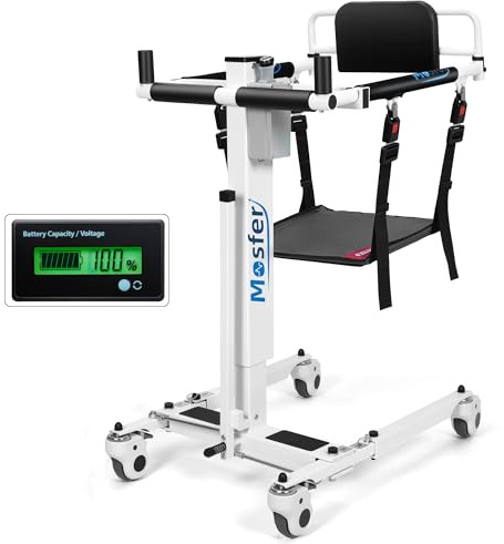Mosfer Electric Patient Lift Transfer Chair Lift,Chair Lift Assist Devices for Home Seniors and Disabled with Adjustable Height, Folding Bathroom Wheelchair Move from Bed to Chair,Toilet,Car,Outdoor