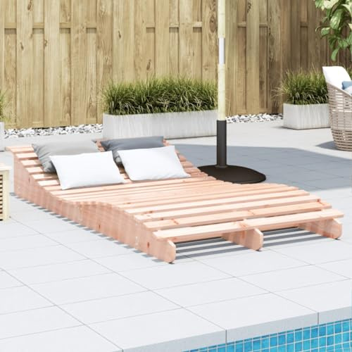 Teenpull Sun Lounger Solid Wood Douglas Fir 205 x 110 x 31.5 cm, Ergonomic S-Shape for Garden, Patio, Pool, Robust and Weatherproof, Wooden Lounger Outdoor