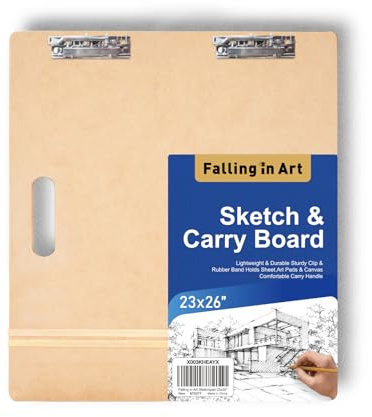 COOZEE 58x66cm Sketch Board, Drawing Tote Board for Artists with Sturdy Clip and Rubber Bands, Portable Art Clipboard for Classroom and Studio Drawing