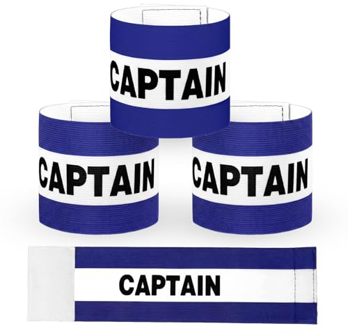 3 Pcs Soccer Captain Armband, Adjustable Arm Bands for Football, Elastic Team Sport Armband for Sports Basketball Volleyball, Nylon Captain Band for Adult Youth (Dark Blue) 3.15x12 Inch