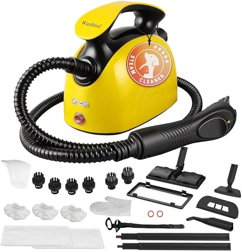Waitbird Pulitore a vapore multifunzione per la casa, 4,5 bar ad alta pressione e 120 °C, 1500 W, riscaldamento rapido in 5 minuti, serbatoio da 1100 ml, 21 accessori, per pavimenti, divano