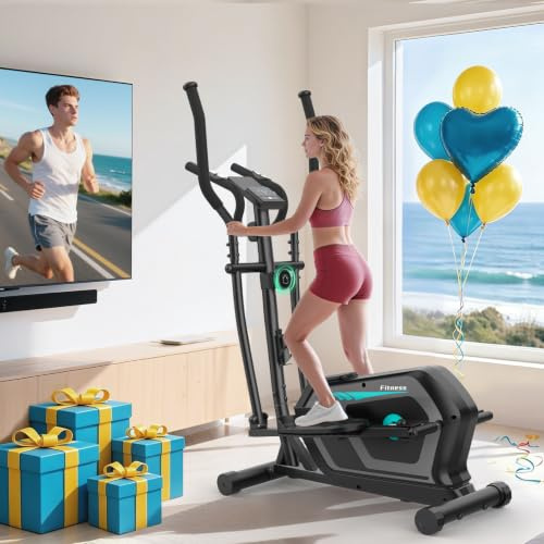 Neezee Cross Trainer with 16 Levels Resistance,Pulse Sensor,Quiet Flywheel | Ultra-Quiet 3 in 1 Elliptical Cross Trainer with LCD Monitor and Adjustable Resistance for Home Fitness, Max Weight 130KG