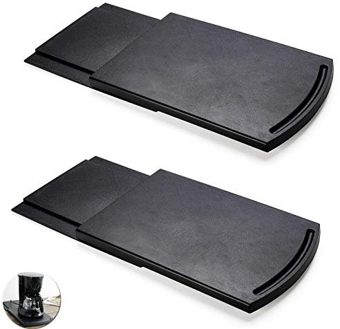 Sliding Coffee Maker Tray 30cm, 12’’ ~ 21 Under Cabinet Countertop Coffee Machine Slider Rolling Caddy for Kitchen Small Appliance (2 Pack Black)