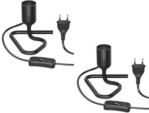ledscom.de 2 piezas Lámpara de mesa/Portalámpara/Triángulo base triangular TRIN, interruptor, aluminio, negro, 1x E27 máx. 60W