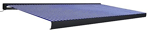 vidaXL Kassettenmarkise Motorisiert Gelenkarmmarkise Markise Vollkassettenmarkise Sonnenschutz Garten Terrasse Balkon 500x300cm Blau Weiß