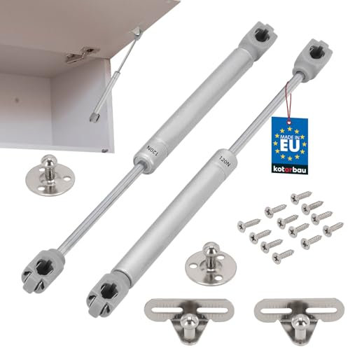 KOTARBAU® 2er Set Klappenbeschlag Gasdruckfeder 120 N Möbel Stoßdämpfer Küchenschrank Gasfeder Dämpfer Schranktür Softclose Türdämpfer Tür Dämpfung Silber Gasdruckdämpfer