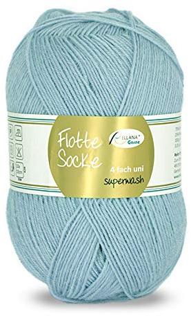 Rellana Flotte Socke uni,100 Gr. 4-fädige Sockenwolle, 75% Schurwolle(Superwash)/25% Polyamid, (911 hellblau)