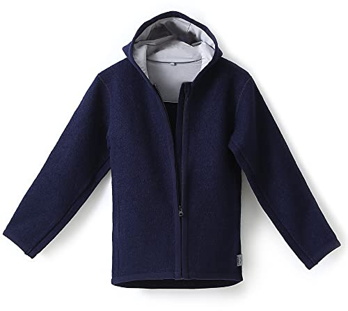 gipfelsport Ulljacka – walkjacka med dragkedja av naturlig merino ullfleece I ulldräkt, väggwalkoverall gjord av ny ull för småbarn, spädbarn, Navy, 98/104 cm