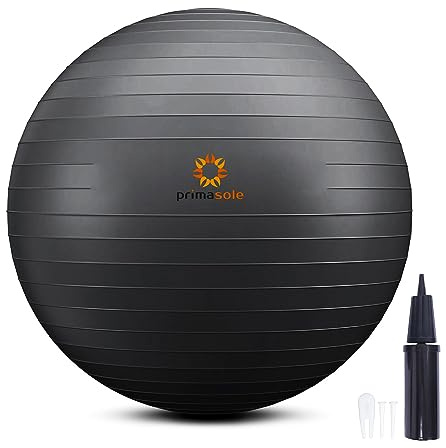 PRIMASOLE Exercise Ball for Balance Stability Fitness Workout Yoga Pilates at Home Office & Gym 45cm Black