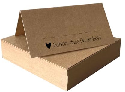Tischkarten Schön, dass du da bist Kraftpapier braun | 25, 50, 100 Stück | selbst beschriften | Namensschilder, Platzkarten | für Hochzeit, Geburtstag uvm (25)