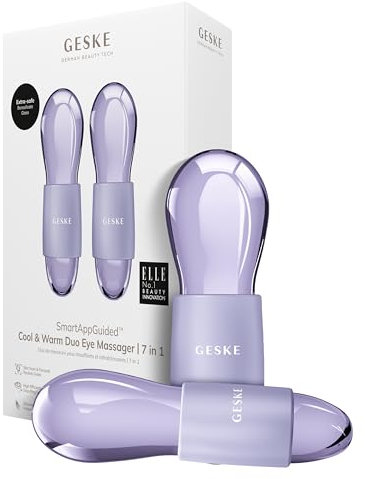 GESKE Cool & Warm Duo Eye Massager | 7 in 1 | Double masseur pour gagner du temps | Pour les yeux et le visage | Refroidissement et réchauffement sans batterie | Raffermit, détend et dégonfle la peau