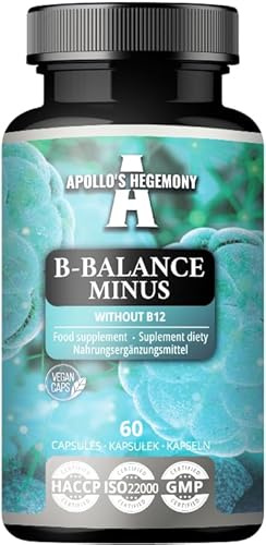 B-Balance Minus - 60 veganska kapslar - Exklusive B12 för anpassade hälsostrategier - Omfattande B-komplex för metabolism och nervsystemstöd - av Apollo's Hegemony