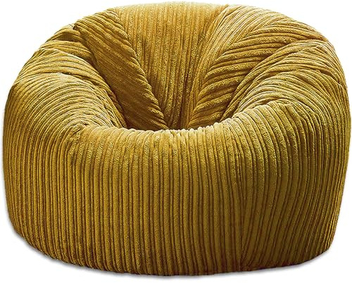 Beautiful Beanbags - XXL Jumbo Cord MEGA Classic Bean Bag Chair - Adult Size Ready Filled - Mustard