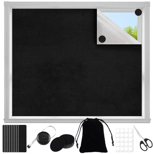 100x145cm Store Occultant sans Perçage, DécoupableTissu Occultant Isolation Thermique pour Chambre d'enfant, Sun Block -avec 20 Attaches Auto-adhésives