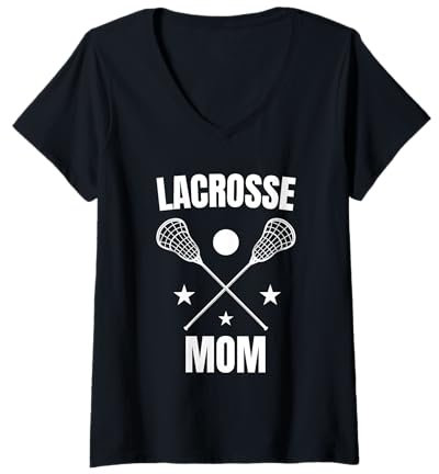Damen Coole Lacrosse-Kunst für Ehefrau, Mädchen, Frauen, Lax-Helm, Sportliebhaber T-Shirt mit V-Ausschnitt