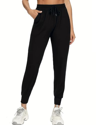 Neteson Pantalón Chándal Mujer Elastica Cintura Alta Pantalones Deportivos Mujer Comodo Pantalones Jogging con Bolsillos para Correr Fitness Yoga Jogger Casual