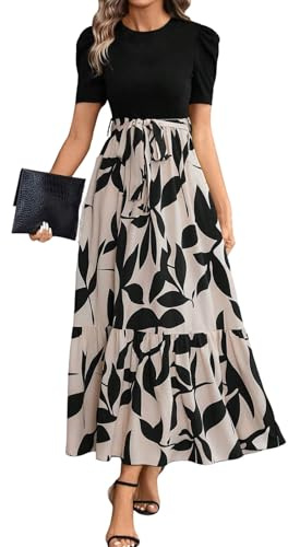FUPODD Maxikleid Damen Sommer Elegant Sommerkleider Boho Abschlusskleid Musselin Tunika Kleid Langes Strandkleider Sommerkleid Damen Leicht Blusenkleid Elegante Kleider Festliche Für Hochzeitsgäste