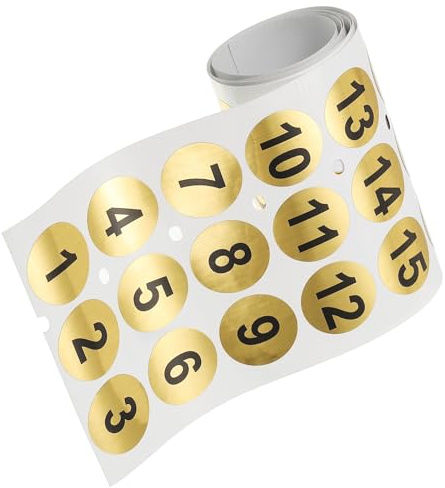 TOP-VIGOR 1 till 99 guldnummerklistermärken 0,8 tum, små runda PVC självhäftande numrerade etiketter för koppar förvaring kontorsevenemang lagerfest, gyllene