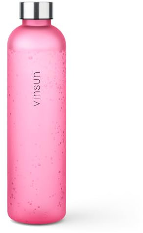 VINSUN Botella Agua 1000ml Rosa - Reutilizable, Apta para Bebidas Carbonatadas, sin BPA, Tritan - Botella Gimnasio para Deportes, Bicicleta, Oficina