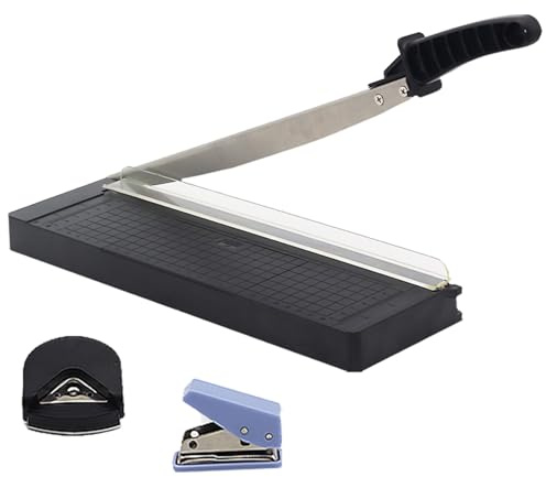 CEWROM Tagliacarte Manuale di Precisione – Taglierina per Carta e Foto fino a 8 Fogli A4, Lama in Acciaio, Manico Antiscivolo, Tagliacarte Ghigliottina con Angoli Arrotondati, per Ufficio