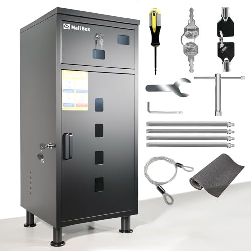 caixa correio Exterior cor85x40x40cmBloqueable, antirrobo, Base Ajustable, Resistente a la Lluvia y a la oxidación.Servicios de Almacenamiento de Correo y paquetería a Domicilio