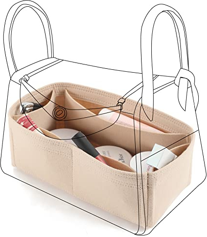 OAikor Purse Organizer Insert for Hermes Lindy, Lightweight Storage Divider for Luxury Handbag with 5 Pockets, Premium Felt Large Capacity Bag Shaper(Lindy 26/ Beige)