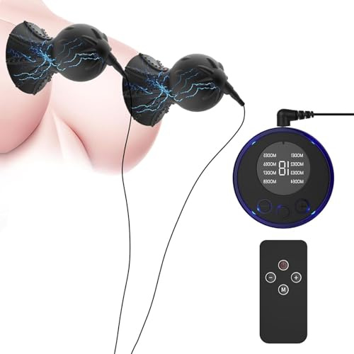 Electric Shock Nipple Sucker Clamp Set, Adult Toys Vibrating Nipple Clamps Sex Electric Women Sex Toys, Electric Shock Breast Cup Suction Pump, Nipple Stimulation BDSM Adult Toys for Couples