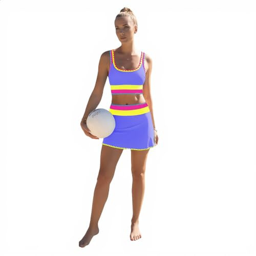 Runhomal Strandset dam rashguard dam svart combo dambadkläder baddräkt set för dam pool, Färg: blå, XL