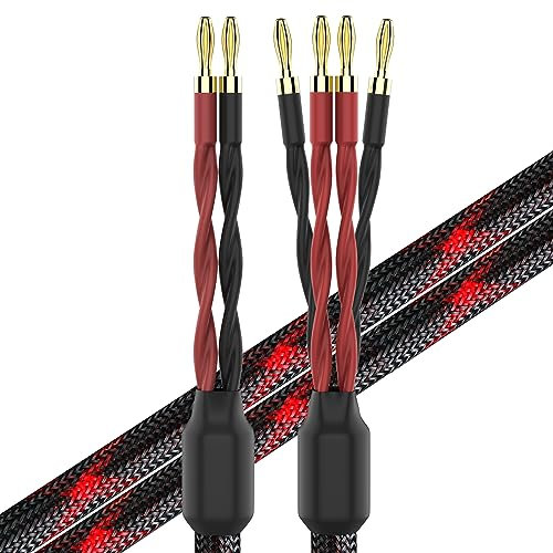 KK CABLE k4B-2B Bi-Wire Lautsprecherkabel (2 Bananenstecker - 4 Bananenstecker), 1 Paar Set (insgesamt 12 Bananenstecker), k4B-2B (3 m)
