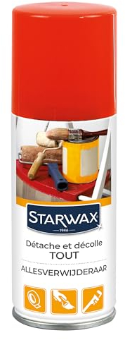 STARWAX - Spray Détachant et Décolle Tout - Elimine les colles et taches tenaces - Idéal avant Lessive - Usage sur Textiles, Cuir, Bois, PVC, Métal - Parfum Orange - Fabrication Française - 100ml