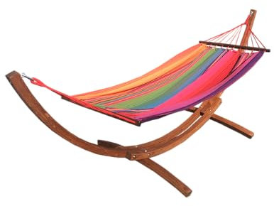 Couleurs du Monde - Hamac double 100% coton avec barre d'écart. Fuchsia bleu.