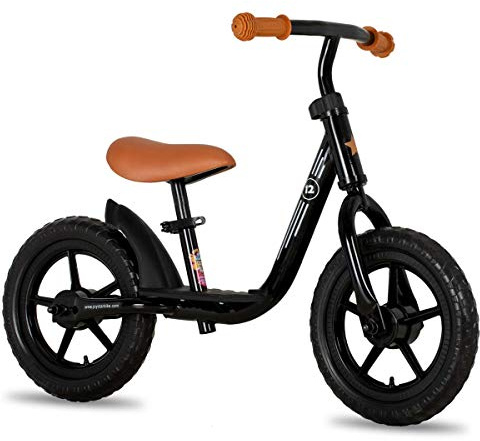 JOYSTAR 10 Inch Toddler Balance Bike 2 Year Old Push Bicycle with Footrest Glider Bikes Toddler Bike No Pedal Bicycle for Baby Birthday Gifts for 2-4 Boys Black