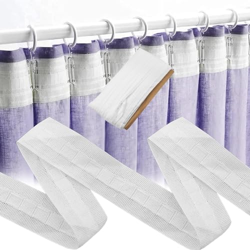 Oneroomone Vorhang Faltenband, 3 cm x 30 m, Pinch Pleat Tape für Vorhänge, Vorhangzubehör Heading Tape, für Fenstervorhang, Türvorhang und Duschvorhang