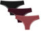 Snocks Tanga Damen mit Spitze aus Bio-Baumwolle 3er Pack - String Damen Klassisches Design - Angenehmes Tragegefühl ohne Einschneiden - Unsichtbare Unterwäsche - Mauve/Weinrot/Schwarz - M