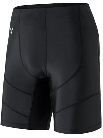 HUGE SPORTS Men's Rash Guard Swim Shorts Compression Swimming Jammer Cool Dry Active Swimsuit Workout Shorts Sports Tights (Black, XL)
