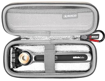 RLSOCO Tasche für Gillette Labs Rasierer für Männer Herren Nassrasierer-Tragbar Hart Reise Hülle,PU Tasche I Staubdicht,Stoßfest,Wasserabweisend,Kratzschutz (kleine Größe für Rasiererkörper)