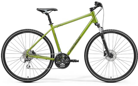 Merida Marken Fahrrad Hybrid-Trekking Allround-Rad hydraulische Scheibenbremsen 20-D Crossway Radgröße 700C S (47) Silk Herbst Grün (Schwarz)