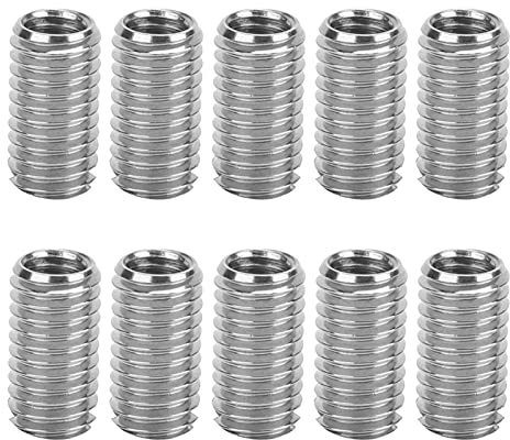 Lwuey Manguito de Reparación Acero Inoxidable, Insertos Tuercas Reductor Rosca Autorroscante Juego Herramienta Conversión Tornill Buje Hembra M6X1,0mm Macho M8X1,25mm Largo 10 Piezas Adaptadores