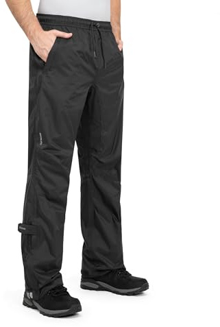 Höhenhorn Pluvia Pantaloni da uomo, impermeabili, antipioggia, per colonna d'acqua fino a 5000 mm, traspiranti, con custodia per il trasporto, per attività all’aperto, Nero , L