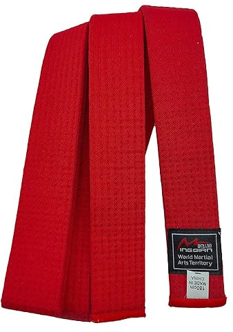 MingQian Taekwondo bälte, karate, Judo, Aikido kampsporttillbehör, färgklass: Vit, gul, grön, blå, röd, svart, midjebredd 4 cm, längd 200 cm-320 cm (260 cm, röd)