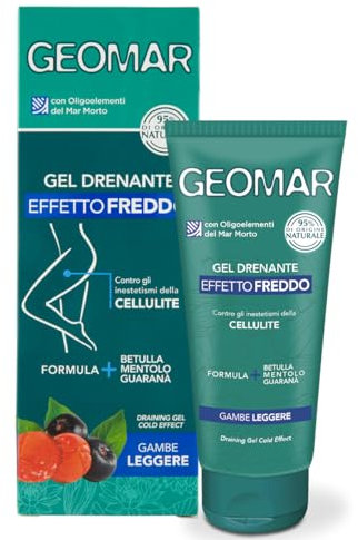 GEOMAR | GEL Drainage Effekt Kälte, gegen die Unvollkommenheiten der Cellulite, schenkt leichte Beine, Zutaten 95% Natürlichen Ursprungs, Made in Italy, 200 ml