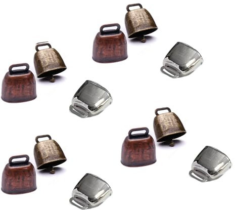 wuyukeji 12 Stück Kuhglocke Klein Kupferglocken aus Metall Glocken Kupferglocken kleine Messingglocke für Kuh, Pferd, Schafe, Katzen, kleine Haustiere,