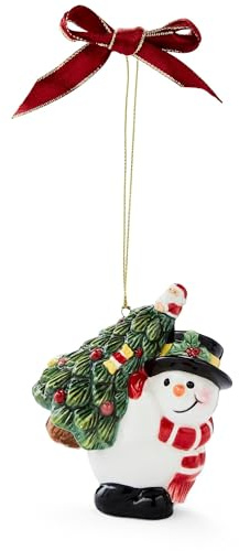 Spode Christmas Tree Snowman Ornament - Festive Holiday Decoration, Novelty Bauble Seasonal Essential - Ideal Holiday Keepsake for Christmas - Ornament for Home Decoration