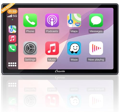 CARPURIDE 9 Pulgadas W901 Plus, CarPlay inalámbrico&Android Auto &Android 12.0, Navegación GPS en Línea y Fuera Línea, Pantalla Reproducción para Automóvil, G00GLE Play, Mirror Link, Audio BT