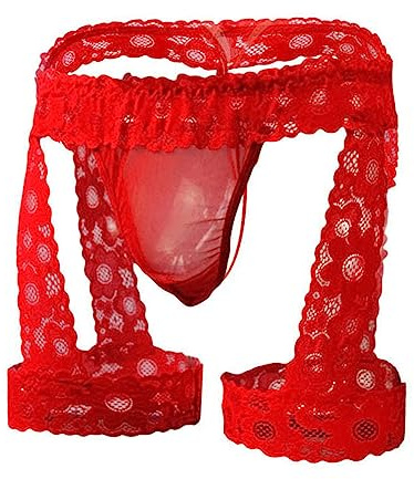 VemeFufu Perizoma Jockstrap per uomo sexy Suspensorio Pizzo Perizoma Slip Intimo Thong Sportivo Atletico Slip Traspirante Filo Elastico Boxer Maschio 1 pezzo Rosso, 1 confezione C. Rosso, Taglia unica