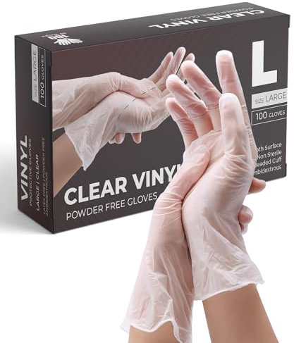eatasty Vinyl Multi-Purpose Clear Gloves, Powder Free, Disposable, 200 Pack