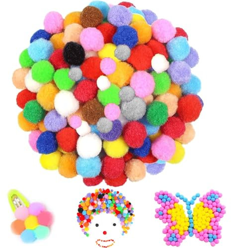 Canollo Pompons zum Basteln, 130 Stück 1-3cm Bunt Mini Pom Poms, Bommel zum Basteln, Filzkugeln Bunt für Kinder, Bunte Pompons Klein für Handwerk Herstellung, DIY Projekte, Partydekoration