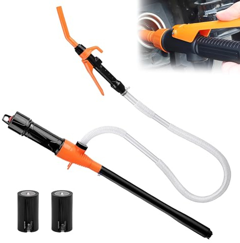 WIYETY Pompa a trasferimento liquido a batteria per benzina, pompa a sifone elettrica con aspirazione automatica, pompa del carburante portatile per garage e esterni, tubo da 89,9 cm