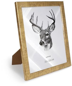 SHANN Marco de Fotos Dorado con Cristal, 20x25 cm, Soporte de Mesa y Pared, Desmontable – Decoración Moderna para Hogar y Oficina